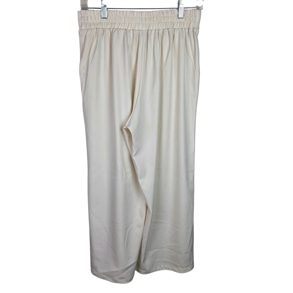 Max Studio London Wide Leg Pants Women S Cream White Excellent Elastic Waist - Picture 7 of 12